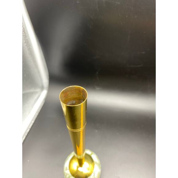 Vintage 1950's‎ Delft Holland Blue Hand Painted Brass & Ceramic Bud Vase 9" - Picture 9 of 10